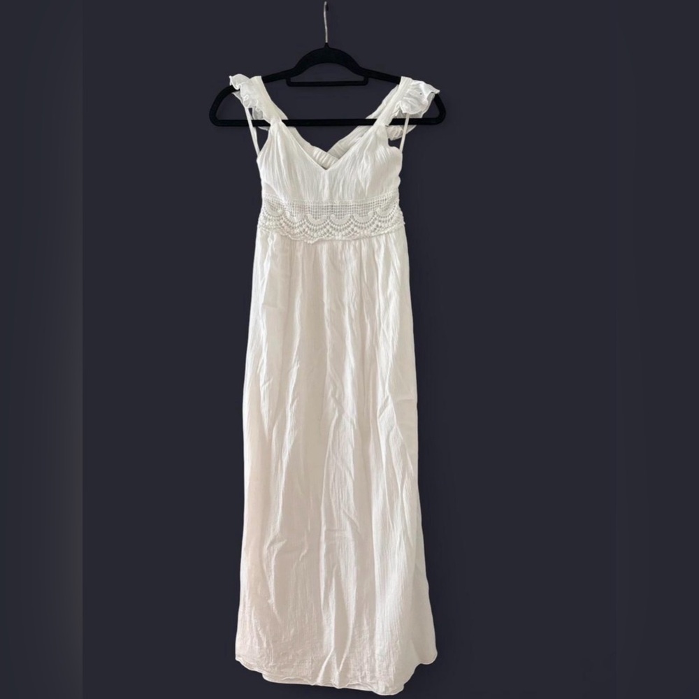 Elegant White Lace Trim Dress